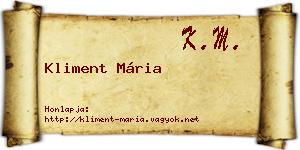 Kliment Mária névjegykártya